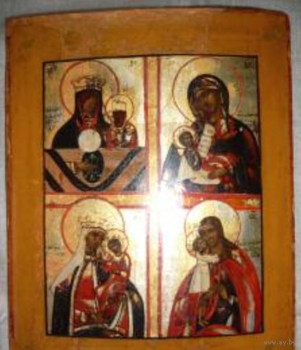 Икона Четырехчастная, 19 век. Ковчег. Красота!