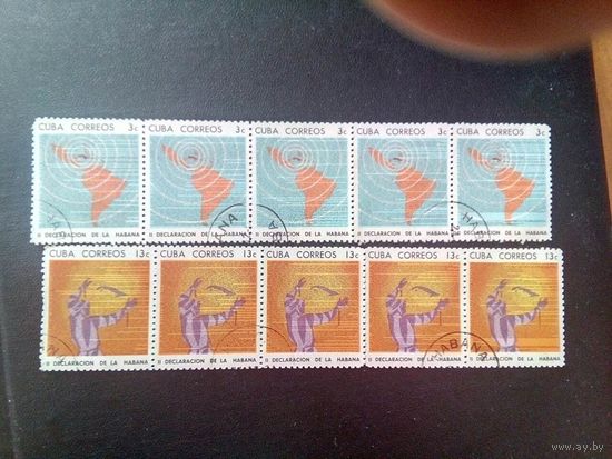 КУБА 1964   2 сцепки по 5марок   (полная серия)  Михель 992-993   - 10 евро