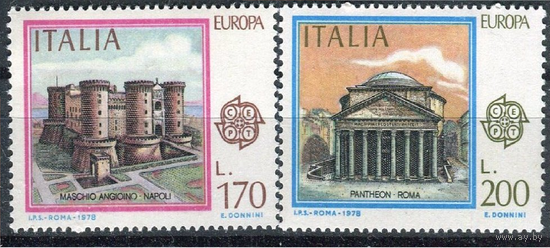 1978г. ИТАЛИЯ. АРХИТЕКТУРНЫЕ ПАМЯТНИКИ. ЕВРОПА-СЕРТ. Ми. 530-31. MNH**\\АМ