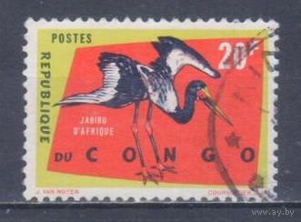 [1026] Конго 1963. Фауна.Птицы.Аист ябиру. Концовка серии.Гашеная марка.
