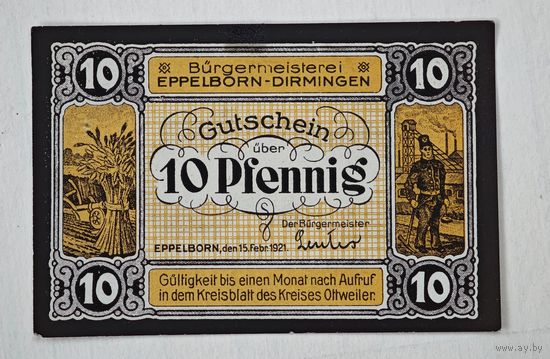 1921 год 10   пфеннигов    Германия