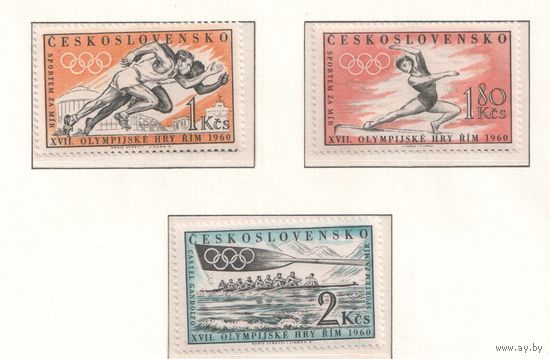 Чехословакия-1960,(Мих.1206-1208)  ,  **  , Спорт,  ОИ-1960, (полная серия),