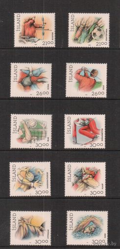 Исландия-1990-1994,(Мих.857-858)  **  Спорт, Футбол, Баскетбол, Гольф, все 10 марок