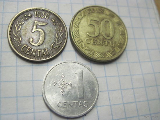 Три монеты Литвы/4 с рубля!