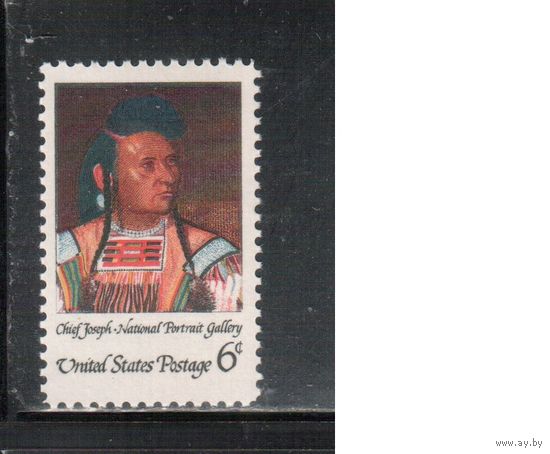 США-1968, (Мих.973),  * (без клея) ,  Индейцы Живопись (одиночка)