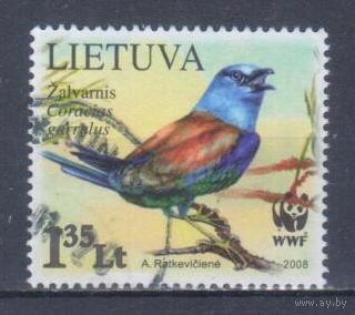 [861] Литва 2008. Фауна.Птицы.Сизоворонка. Гашеная марка.
