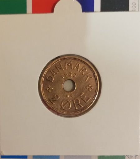 Дания 2 эре 1938 NGJ в холдере