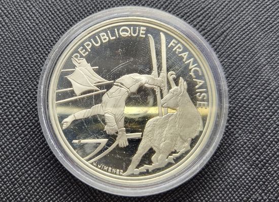 Франция 100 франков 1990 XVI зимние Олимпийские Игры, Альбервиль 1992 - Фристайл! Серебро 900 пробы 22,2 грамм! ОБМЕН!