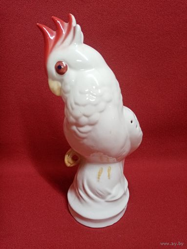 С рубля без мц. светильник статуэтка "Какаду", СССР, Городницкий фарфоровый завод,23х11см. диам под лампу 6см.