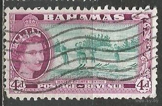 Багамы. Королева Елизавета II. Водные лыжи. 1954г. Mi#168.