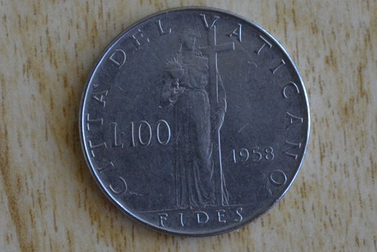 Ватикан 100 лир 1958 с 1 руб