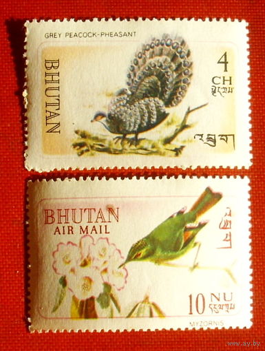 Бутан. Птицы. ( 2 марки ) 1963 года. 11-14.