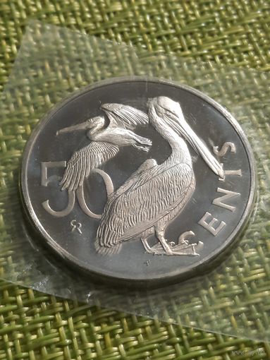 Британские Виргинские острова 50 центов 1974 г  Proof.в пластике из набора
