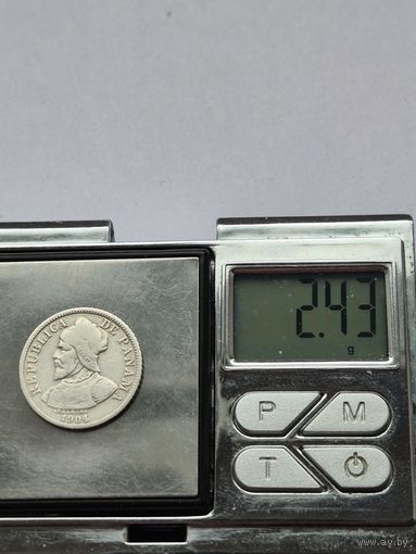 5 сентесимо 1904 года. Панама, Республика Панама (1904 - 1960). Серебро 900. Монета не чищена. H45616.