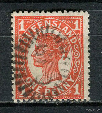 Австралийские штаты - Квинсленд - 1907/1910 - Королева Виктория 1Р - [Mi.115A] - 1 марка. Гашеная.  (Лот 13HM)-T2P5