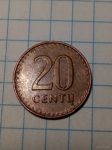 20 центов Литва 1991 год