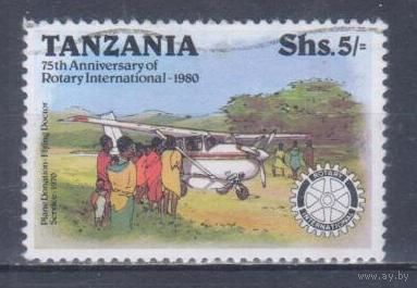 [2215] Танзания 1980. Авиация.Самолет. Гашеная марка.