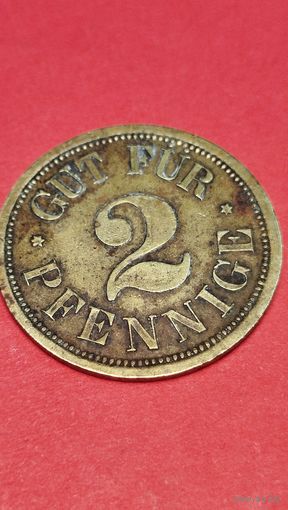 2 пфеннинга. Нотгельтд, Германия, Дрезден. Grunwald и Kozminski (17) Редкие