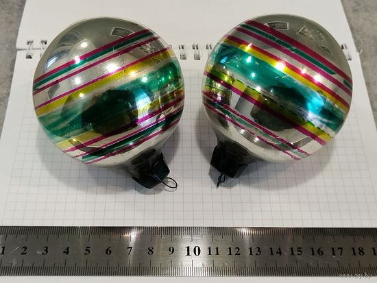 Елочная игрушка шар толстое стекло лот 2 шт.