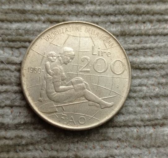 Werty71 Италия 200 лир 1980 ФАО Международный женский год