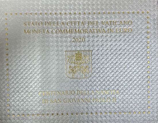 Ватикан 2 евро 2020 100 лет со дня рождения Папы Иоанна Павла II