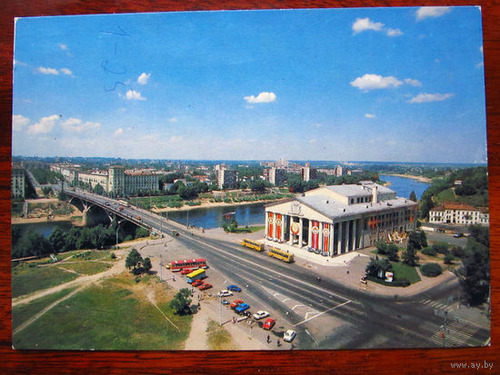 С004-830 Открытка Витебск Вид на реку Западная Двина и Кировский мост Фото Захарченко 1982 Чистая Пометки ручкой