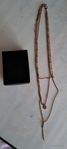 Цепочка тройная под золото (бижутерия), новая, длина-33,5см+3см(запас)