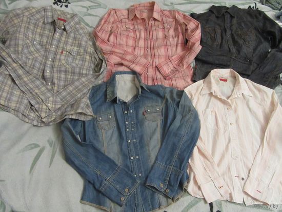 LEVIS Оригинал Рубашки Синяя Серая Розовая Белая в клетку Левис размер M
