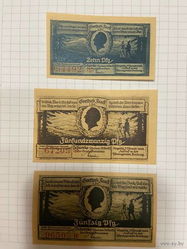 Нотгельд 10-25-50 пфеннигов Германия Альпийская коммуна Харц-0301