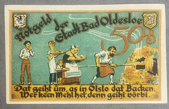Нотгельд Бад-Ольдеслое 50 пфеннигов 1921 год. Веймарская республика