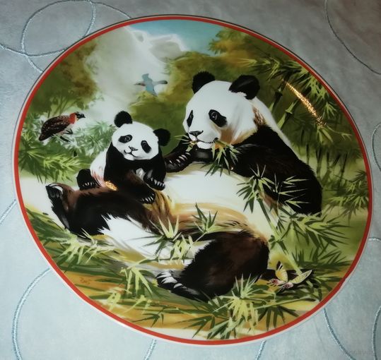Настенная декоративная тарелка Панда. Фарфор. 19,5 см