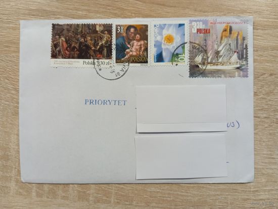 ПОДПИСАННЫЙ КОНВЕРТ. ПОЛЬША. КРАСИВЫЕ МАРКИ.