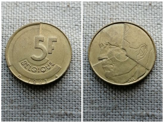 Бельгия 5 франков 1993 BELGIЁ