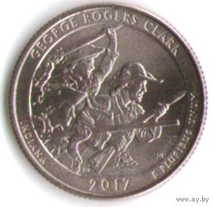 25 центов 2017 г. Парк=40 Национальный исторический парк Джоржа Р. Кларка Индиана Двор S _состояние UNC