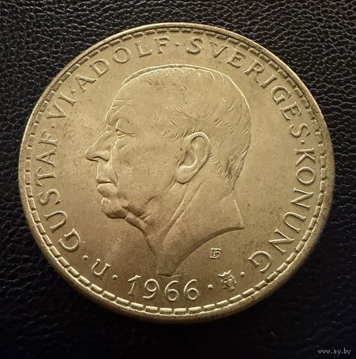 5 крон 1966 г.  Густав 6 Адольф. Швеция  СЕРЕБРО