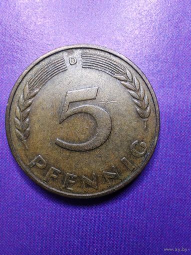 Германия ФРГ 5 пфеннингов 1969 D