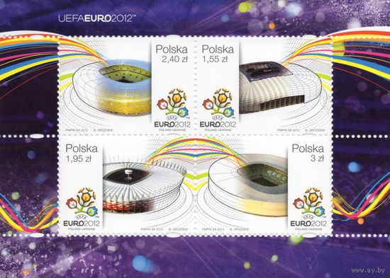 Польша 2012. Футбол. Евро2012. Mi 4568-71. Блок 208
