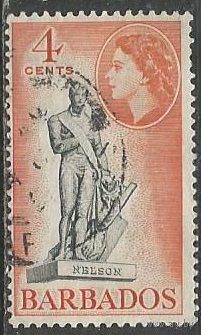 Барбадос. Королева Елизавета II. Памятник адмиралу Нельсону. 1953г. Mi#206.