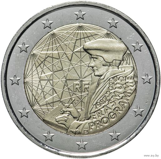 2 евро 2022 Франция 35 лет программы Erasmus UNC из ролла