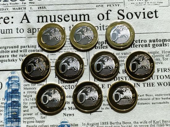 Лот из 10 монетовидных жетонов 6 (Sex) Euros (евро) без повторов, стартуем от 1 рубля и отдаем за вашу цену, смотрите другие подобные лоты. #3