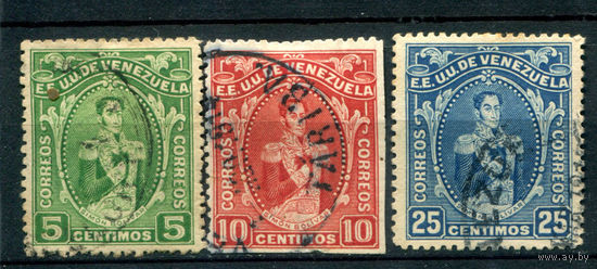 Венесуэла - 1914г. - Симон Боливар в униформе - 3 марки - полная серия, гашёные [Mi 93-95]. #4-W1-113-A-1