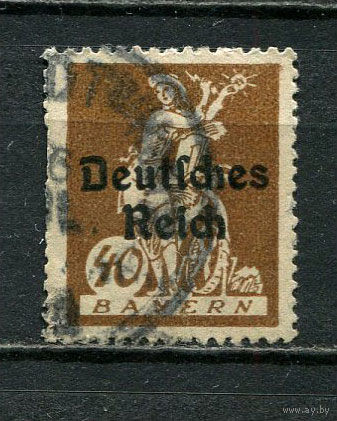 Рейх (Веймарская республика) - 1920/1921 - Надпечатка Deutsches Reich на марках Баварии 40Pf - [Mi.124] - 1 марка. Гашеная.  (Лот 22JJ)-TG2P36