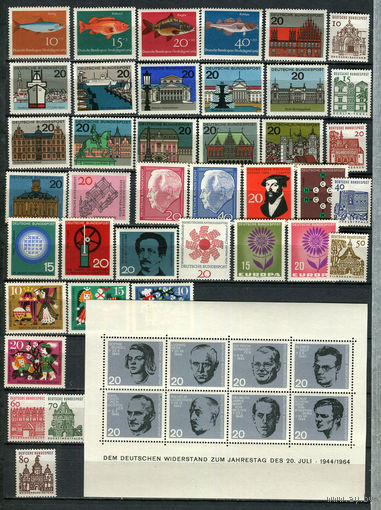 ФРГ - 1964 - Годовой набор - 39 марок и 1 блок - MNH