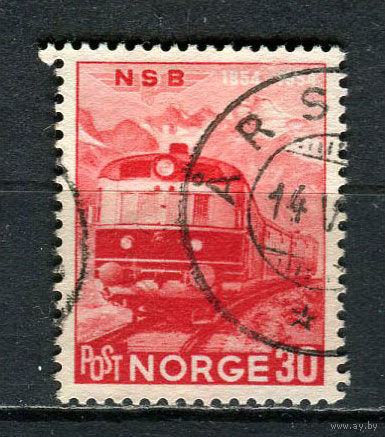 Норвегия - 1954 - Железная дорога 30 О - [Mi.385] - 1 марка. Гашеная.  (Лот 58FJ)-T25P18
