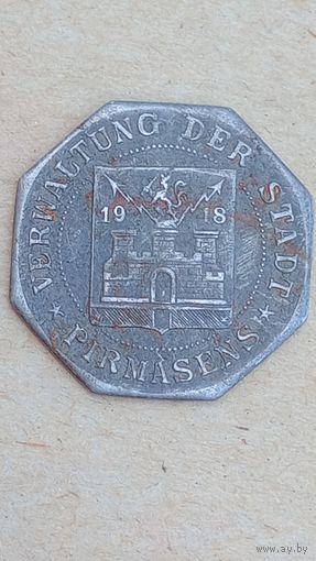 Германия нотгельд 10 пфеннигов 1918 город Пирмасенс