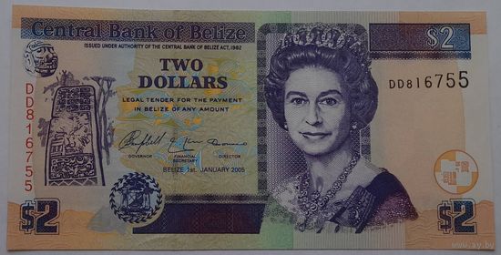 Белиз 2 доллара 2005 года UNC