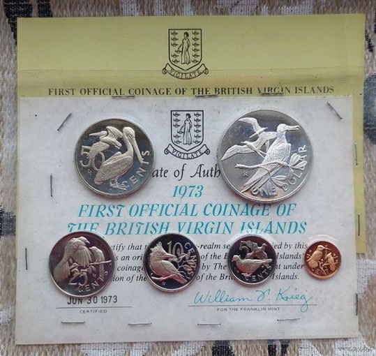 Британские Виргинские острова набор монет 1, 5, 10, 25, 50 центов, 1 доллар 1973 года. Proof. Предложи свою цену или обмен!