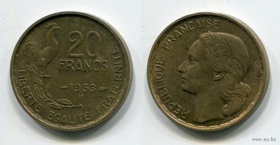 Франция. 20 франков (1953, буква B)
