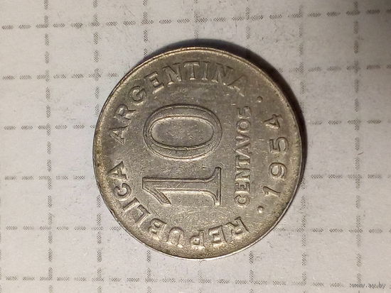 10 сентаво Аргентина 1954 год.