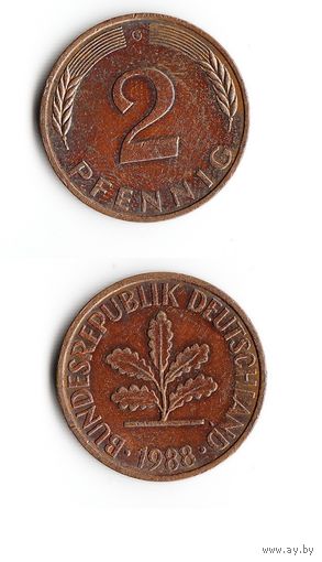 2 пфеннига Германия 1988 года(G)